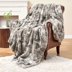 Krifey Faux Fur Throw Blanket, Super Soft Cozy Blanket, Luxury Fluffy Blanket Warm Plush Bed Throw Marbled Gray (Color: Marbled Gray, size: 50" x 60")